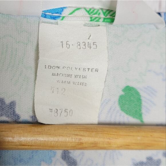 Vintage 70s Laura Mae Blue Floral Polyester Skirt Set, size 12 - Picture 7 of 9